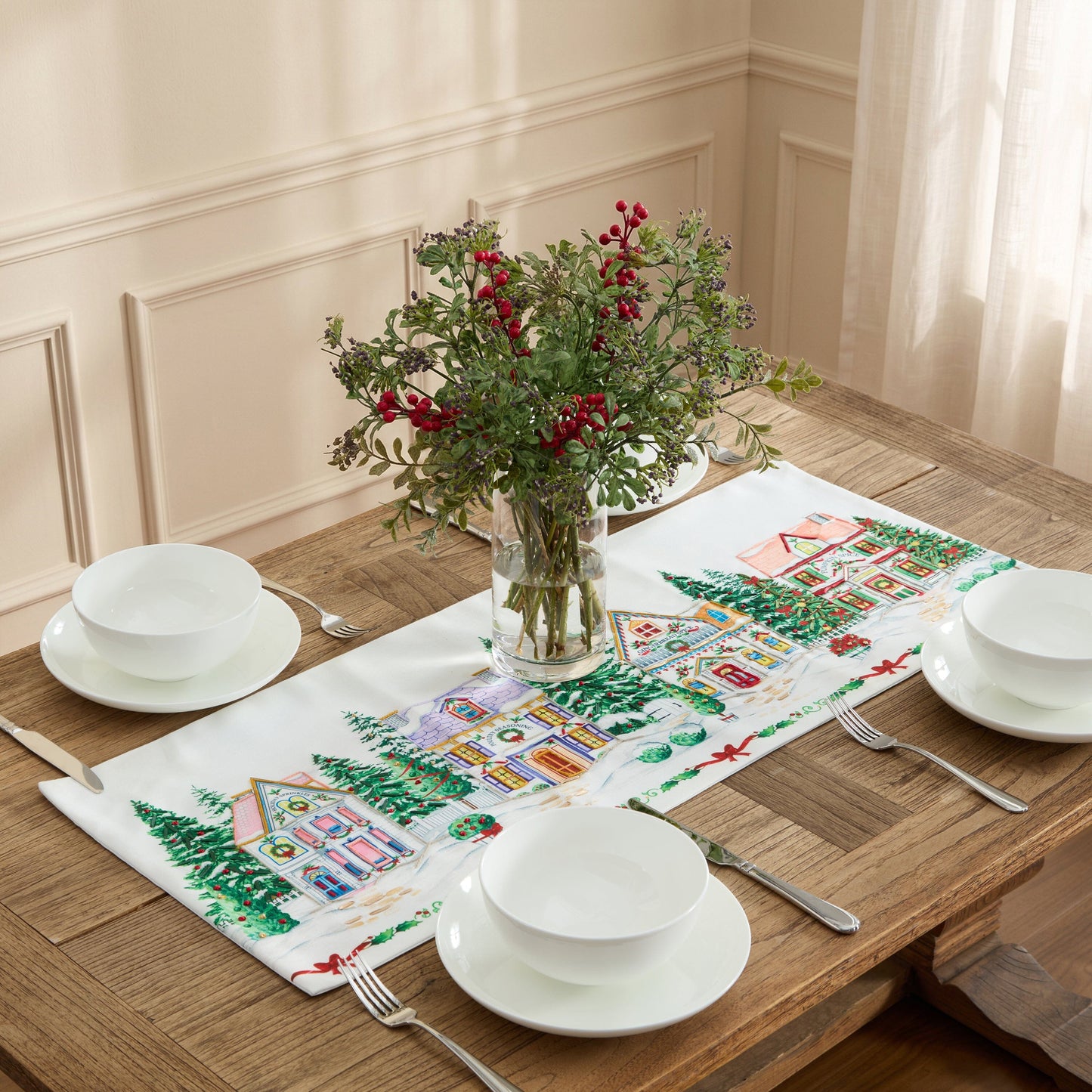 Lenox Spice Village Christmas Embroidered Centerpiece