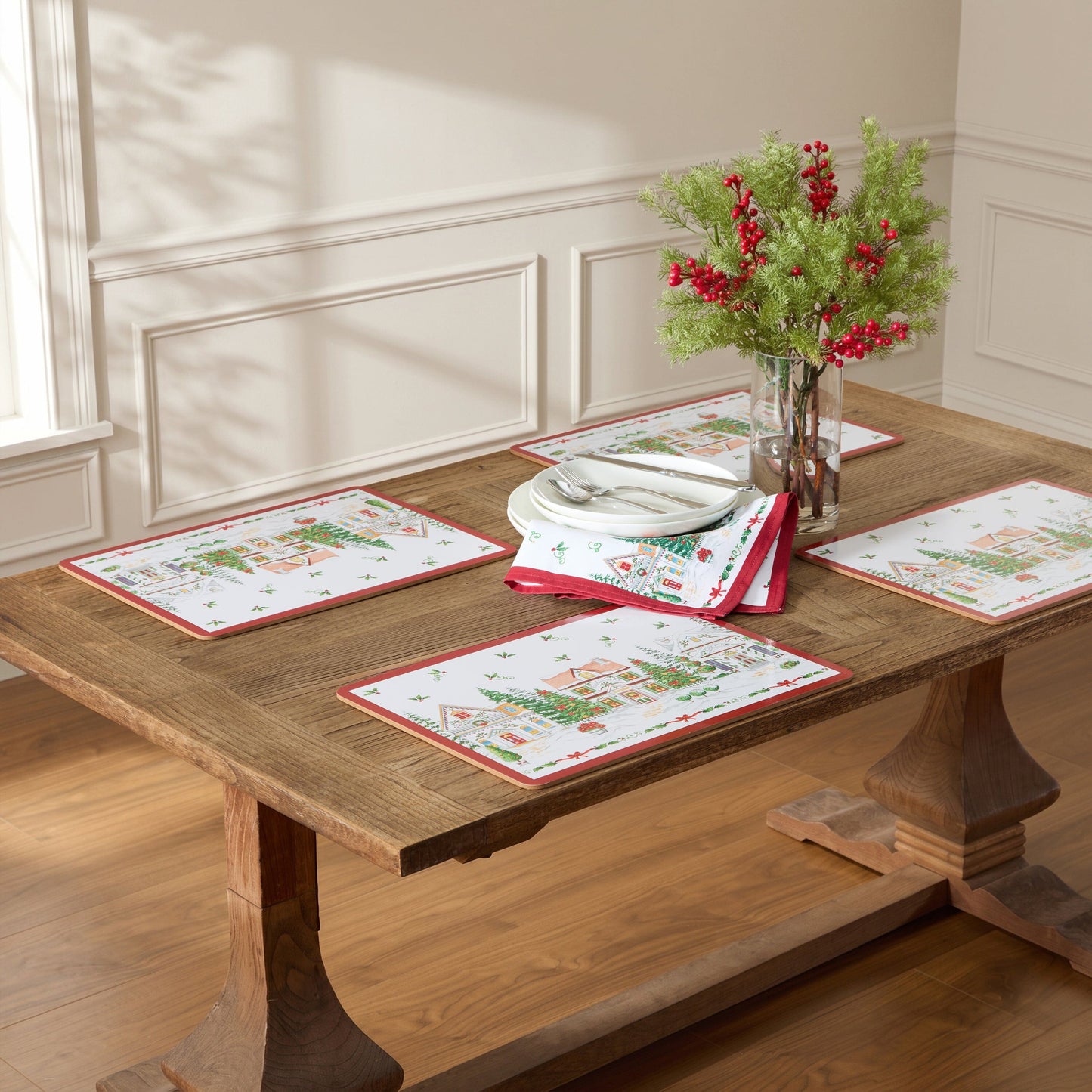 Lenox Spice Village Christmas Cork Placemats, Set of 4