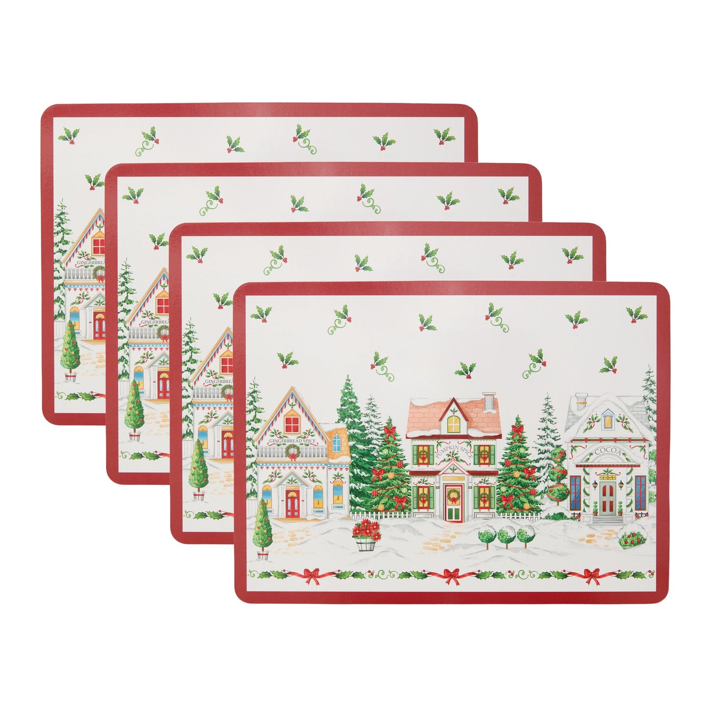 Lenox Spice Village Christmas Cork Placemats, Set of 4