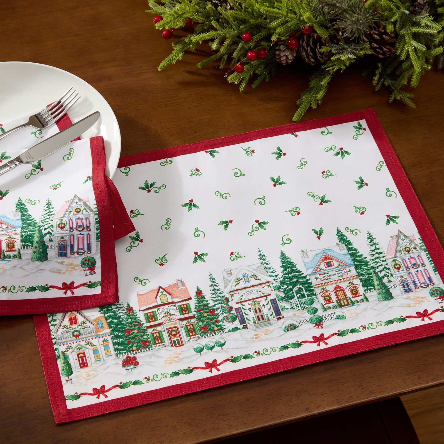 Lenox Spice Village Christmas Placemats, Set of 4