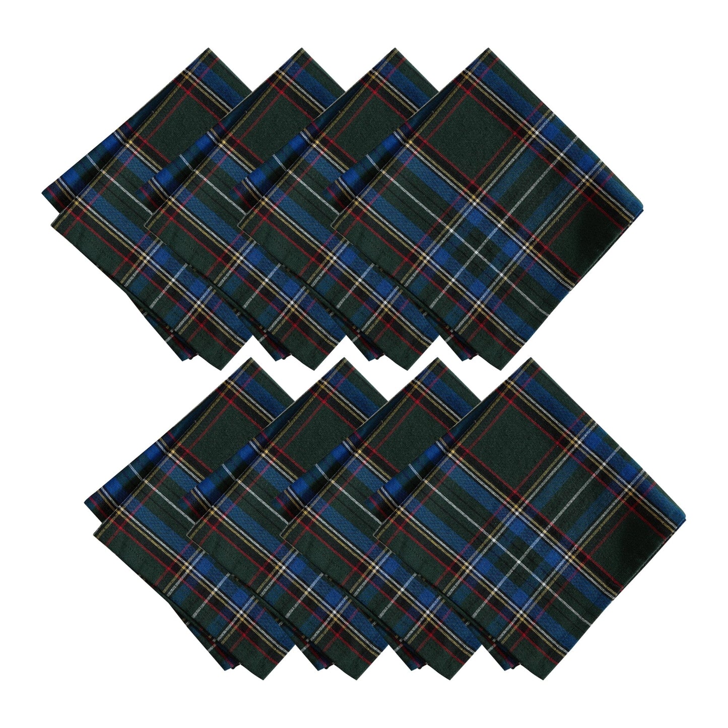 Stowe Tartan Holiday Plaid Cotton Napkins, Set of 8