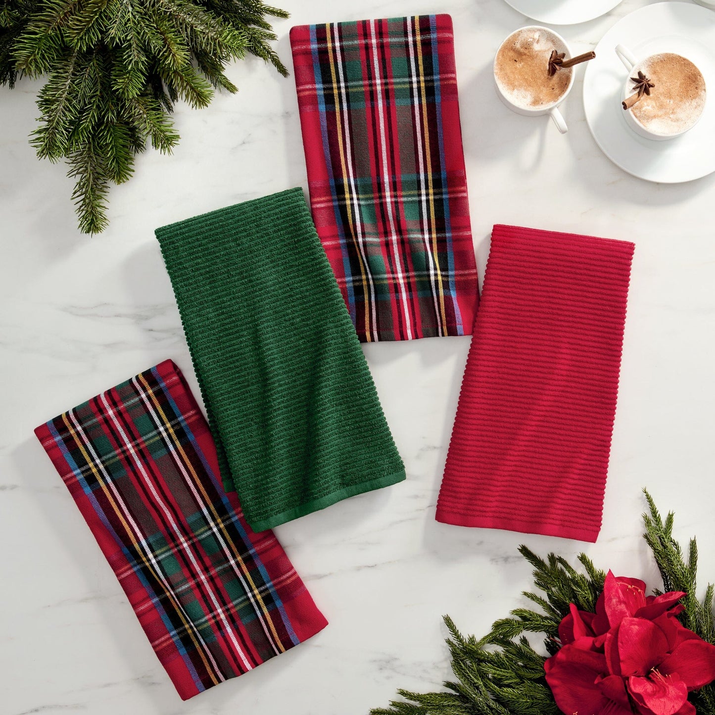 Stowe Tartan Holiday Plaid Kitchen Towels, Set of 4