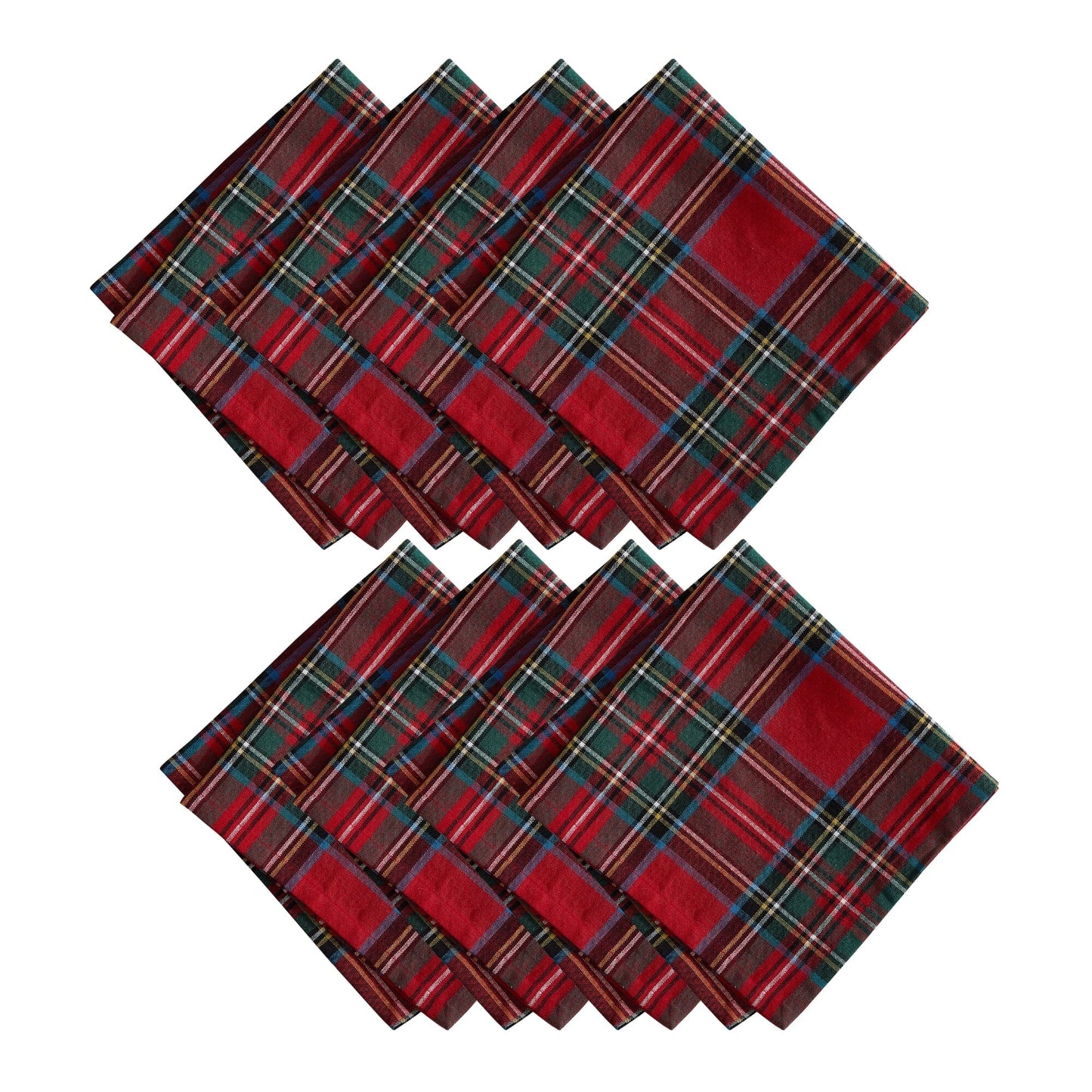 Stowe Tartan Holiday Plaid Cotton Napkins, Set of 8