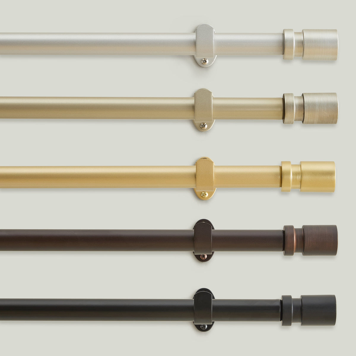 Tribeca 1" Single Curtain Rod with Cylinder End Cap Finial