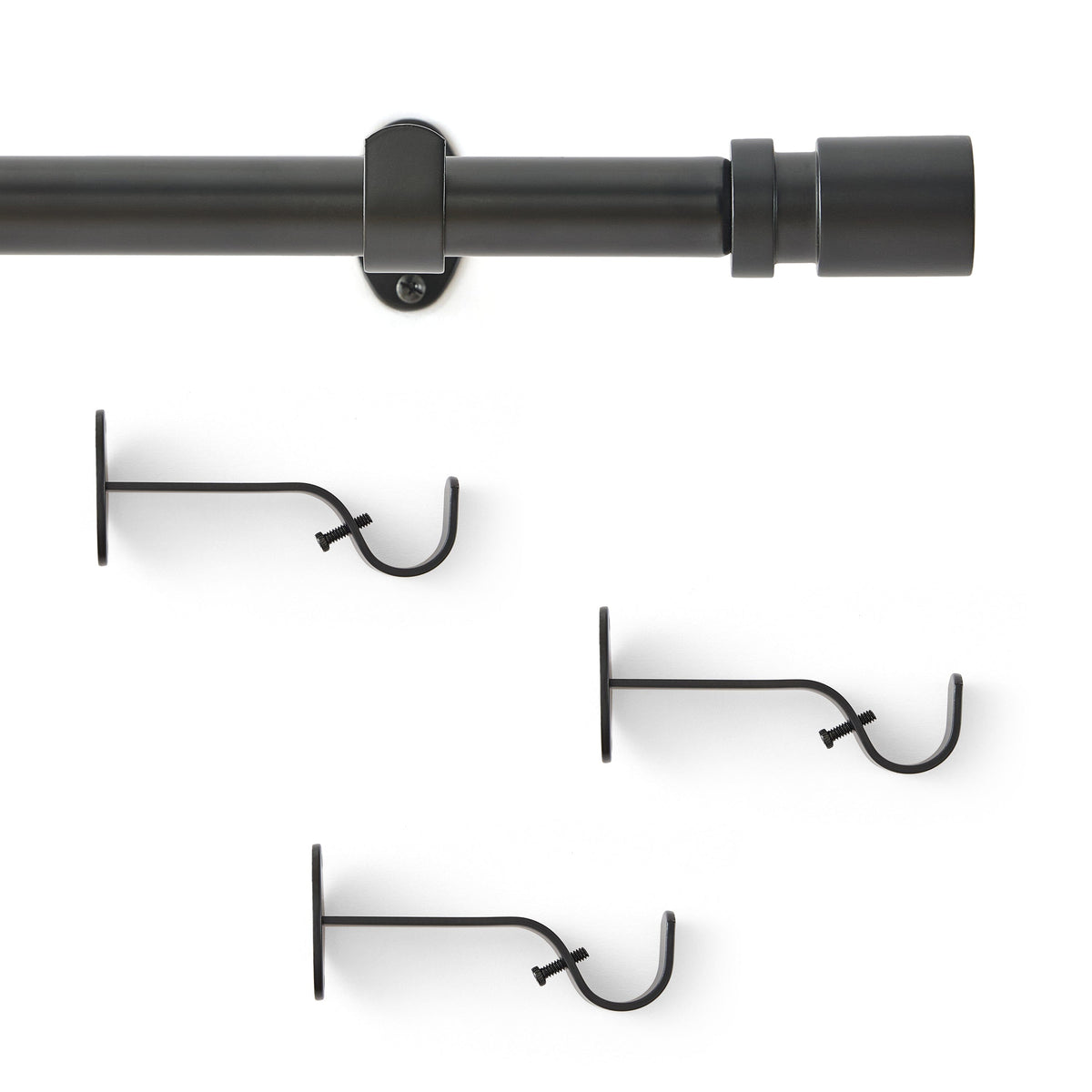 Tribeca 1" Single Curtain Rod with Cylinder End Cap Finial