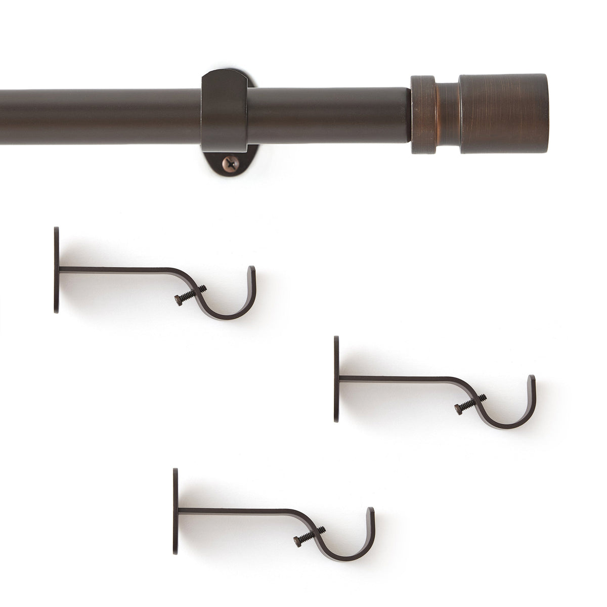 Tribeca 1" Single Curtain Rod with Cylinder End Cap Finial