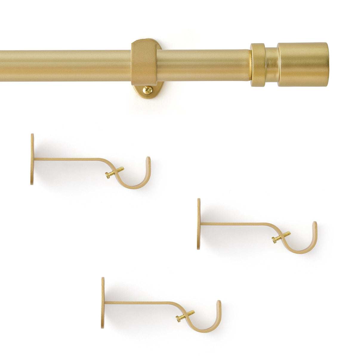 Tribeca 1" Single Curtain Rod with Cylinder End Cap Finial
