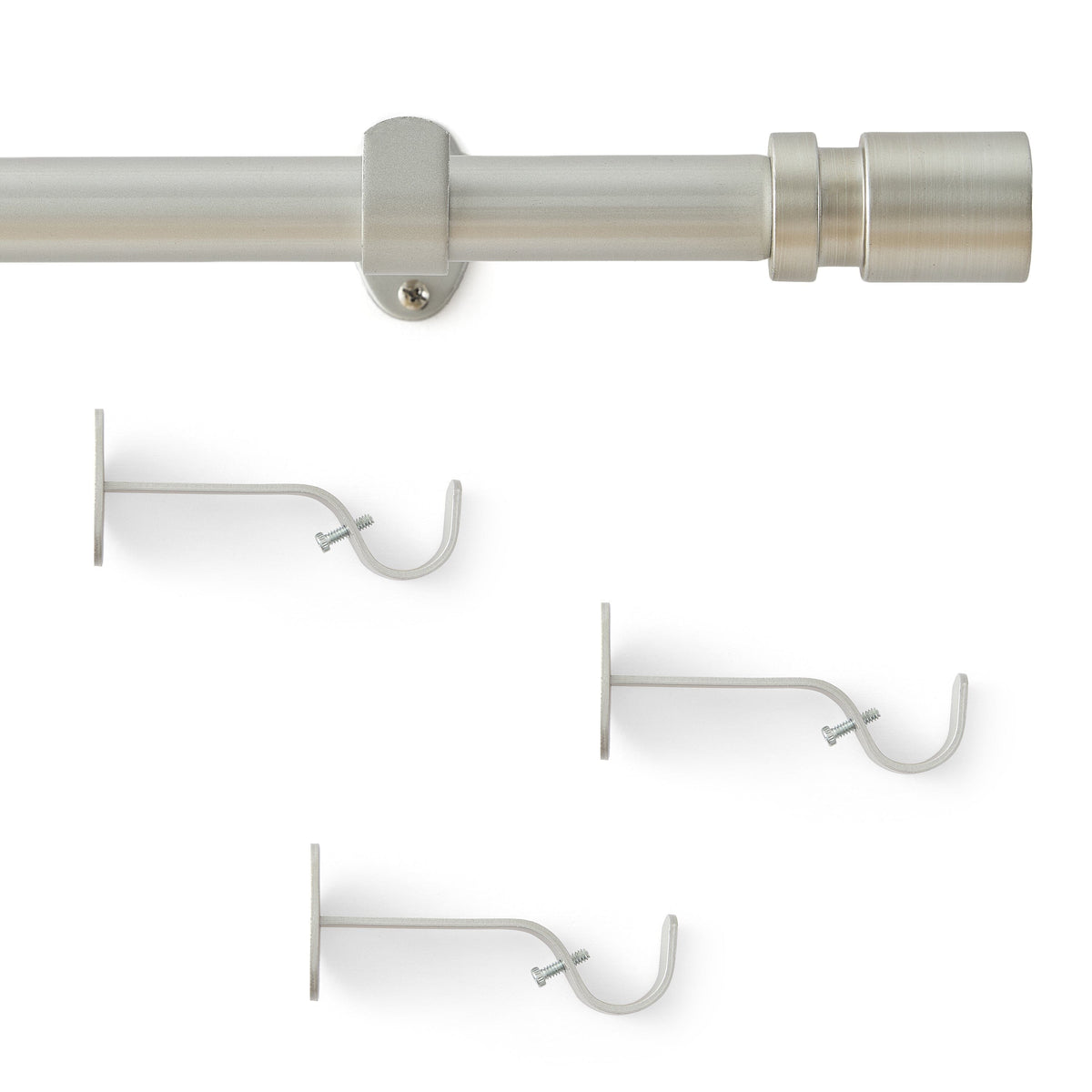 Tribeca 1" Single Curtain Rod with Cylinder End Cap Finial
