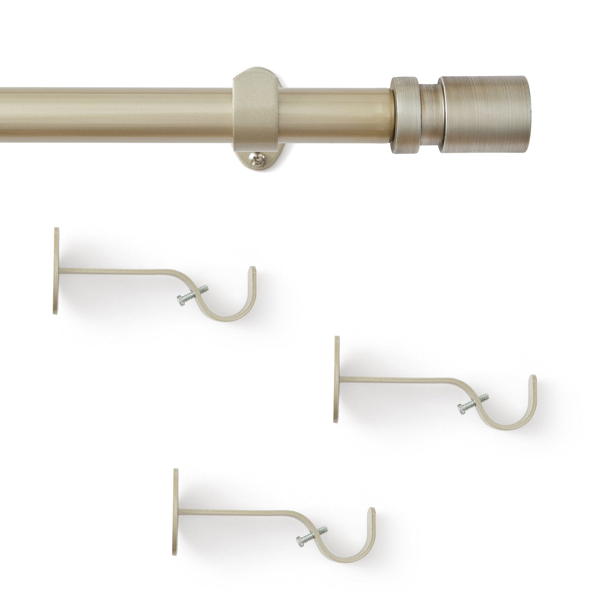 Tribeca 1" Single Curtain Rod with Cylinder End Cap Finial