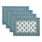 Tropez - Manteles individuales para interiores y exteriores, resistentes al agua y a las manchas, con estampado de bloques, juego de 4