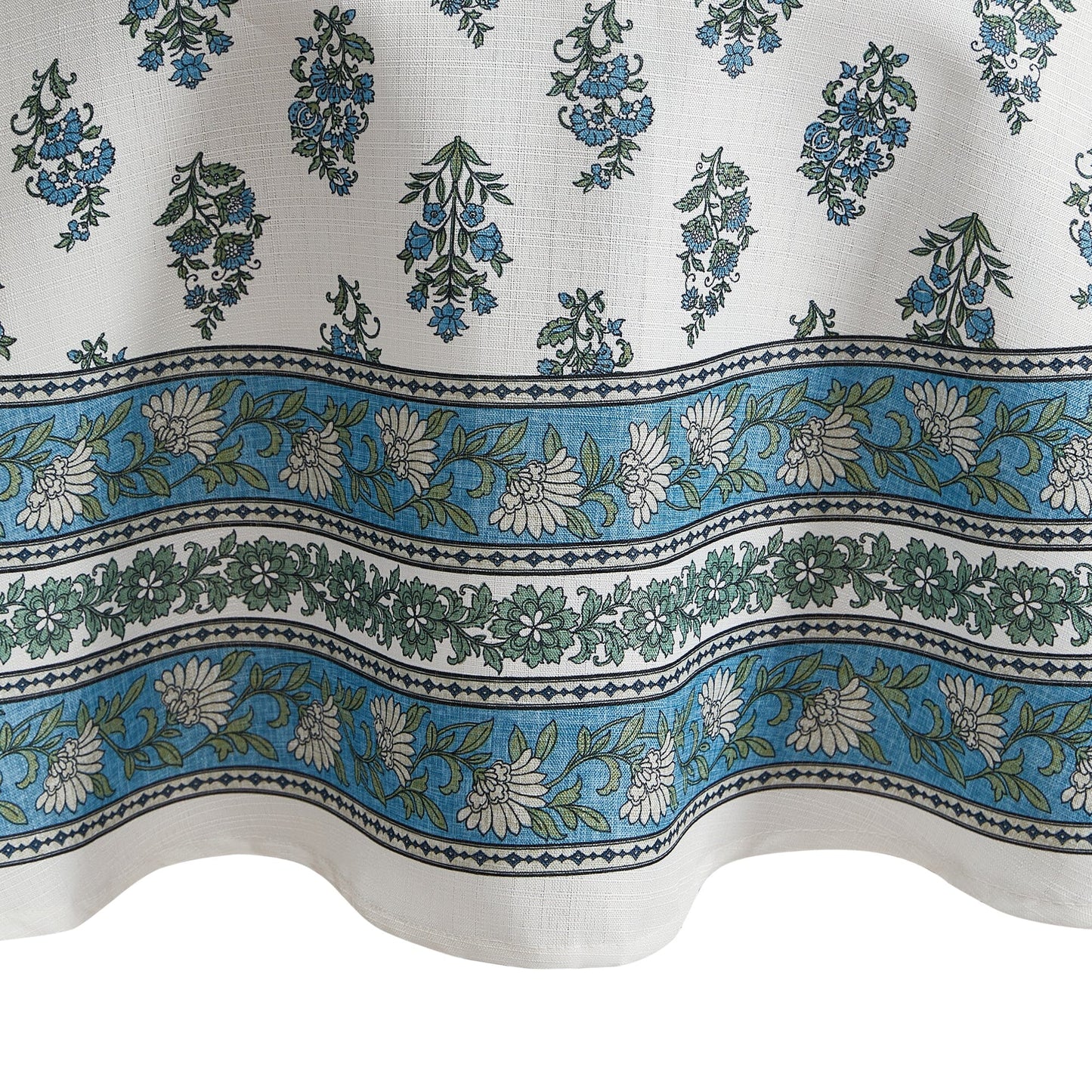 Tropez Block Print Stain & Water Resistant Indoor/Outdoor Tablecloth