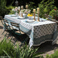 Tropez Block Print Stain & Water Resistant Indoor/Outdoor Tablecloth