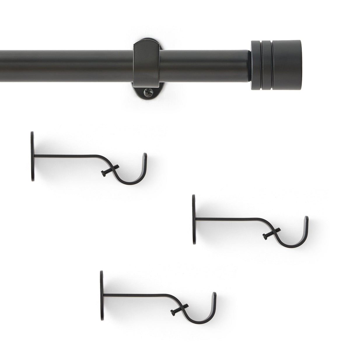 Lenox Verona 1” Single Curtain Rod with Cylinder End Cap Finial Design