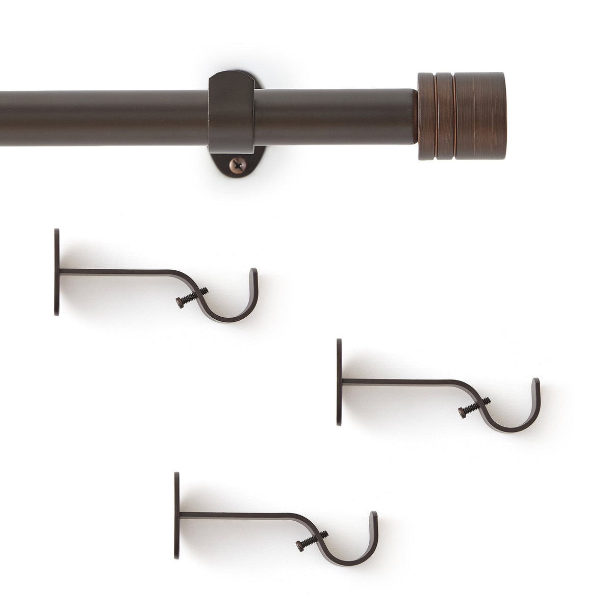 Lenox Verona 1” Single Curtain Rod with Cylinder End Cap Finial Design