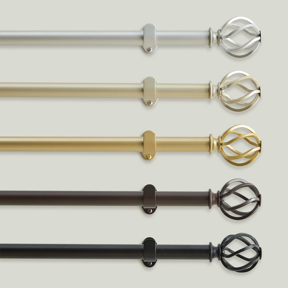 Walker 1” Single Curtain Rod with Cage Ball Finial