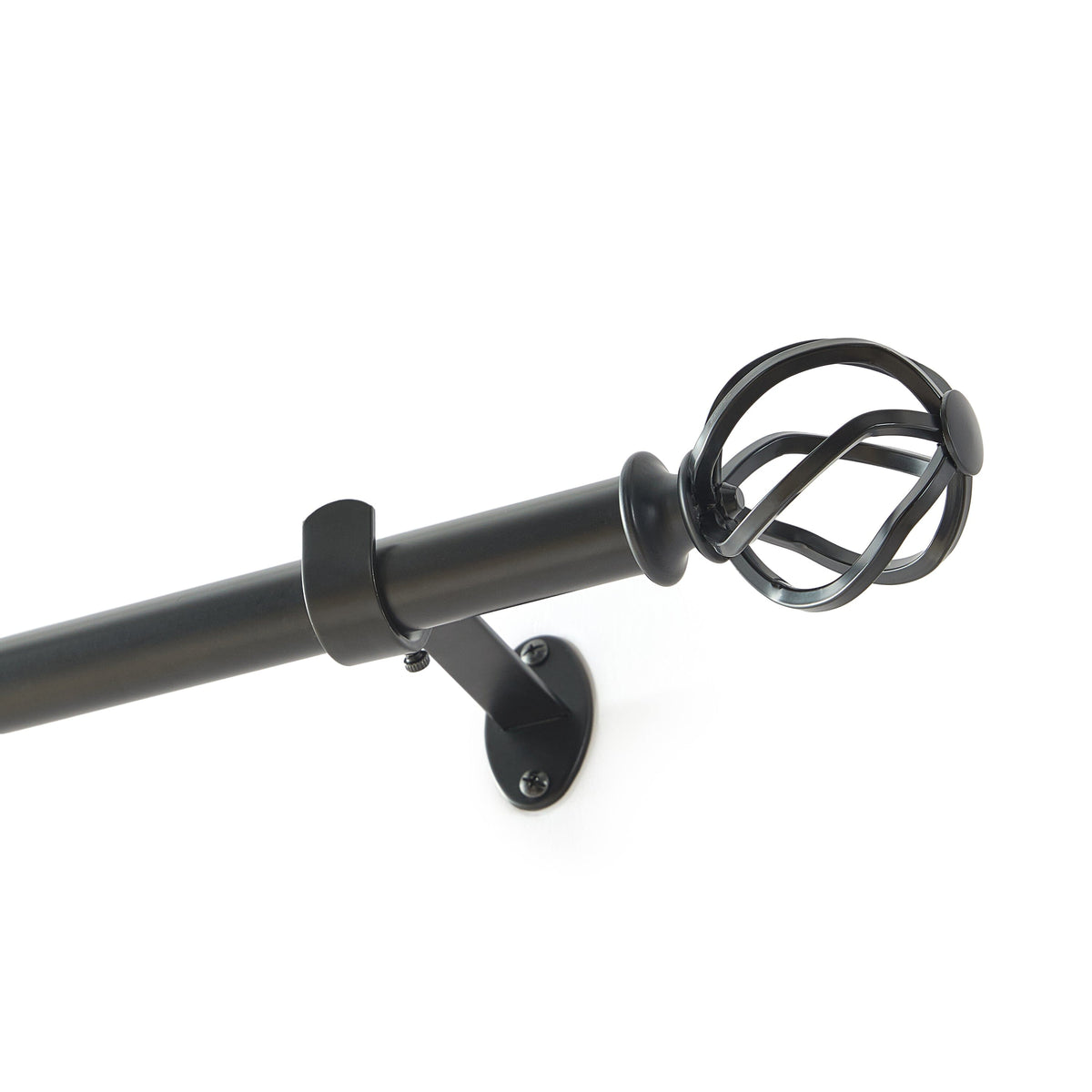 Walker 1” Single Curtain Rod with Cage Ball Finial