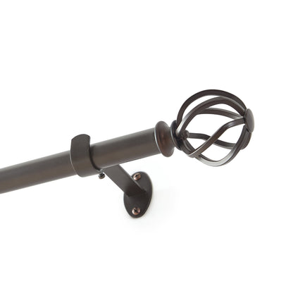 Walker 1” Single Curtain Rod with Cage Ball Finial