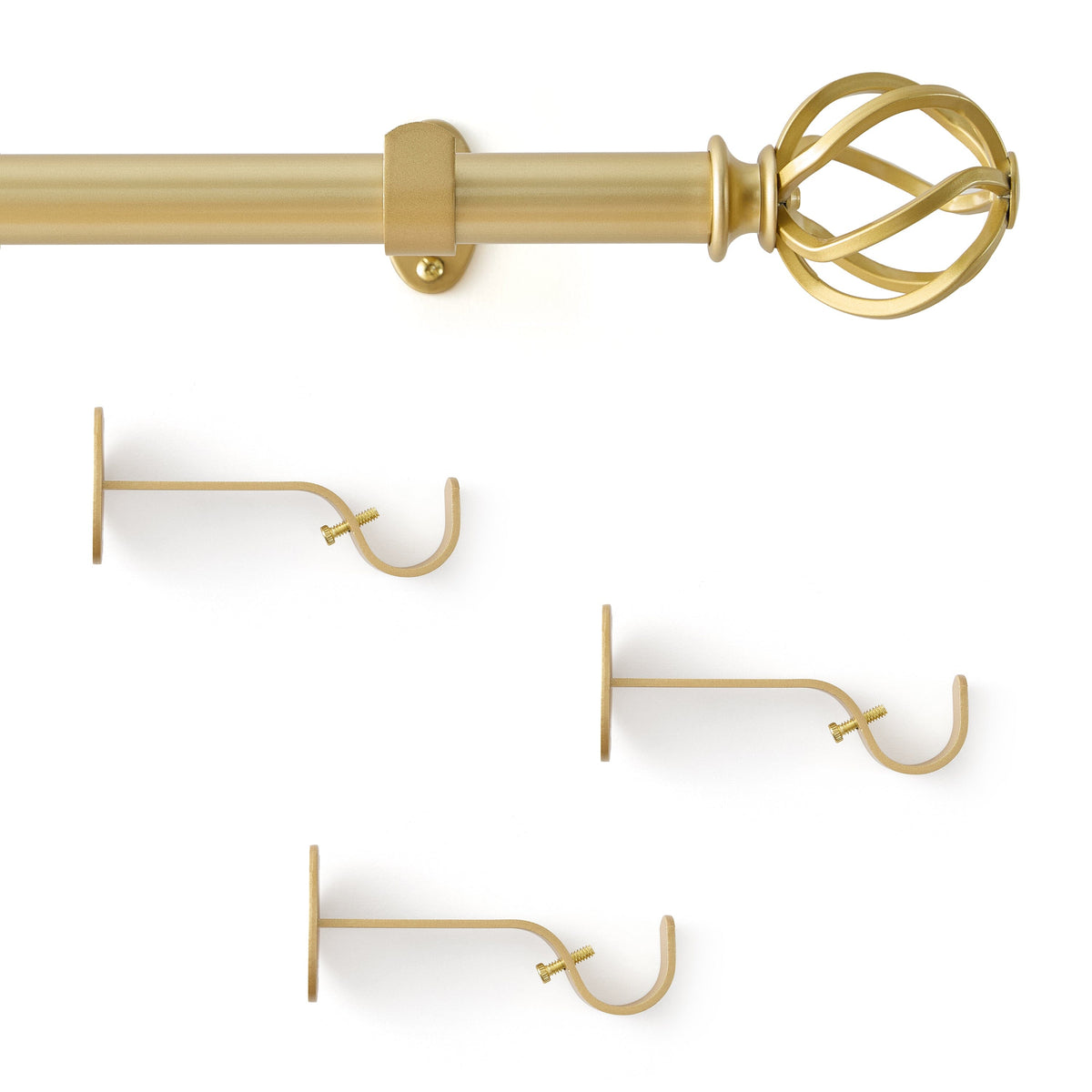 Walker 1” Single Curtain Rod with Cage Ball Finial