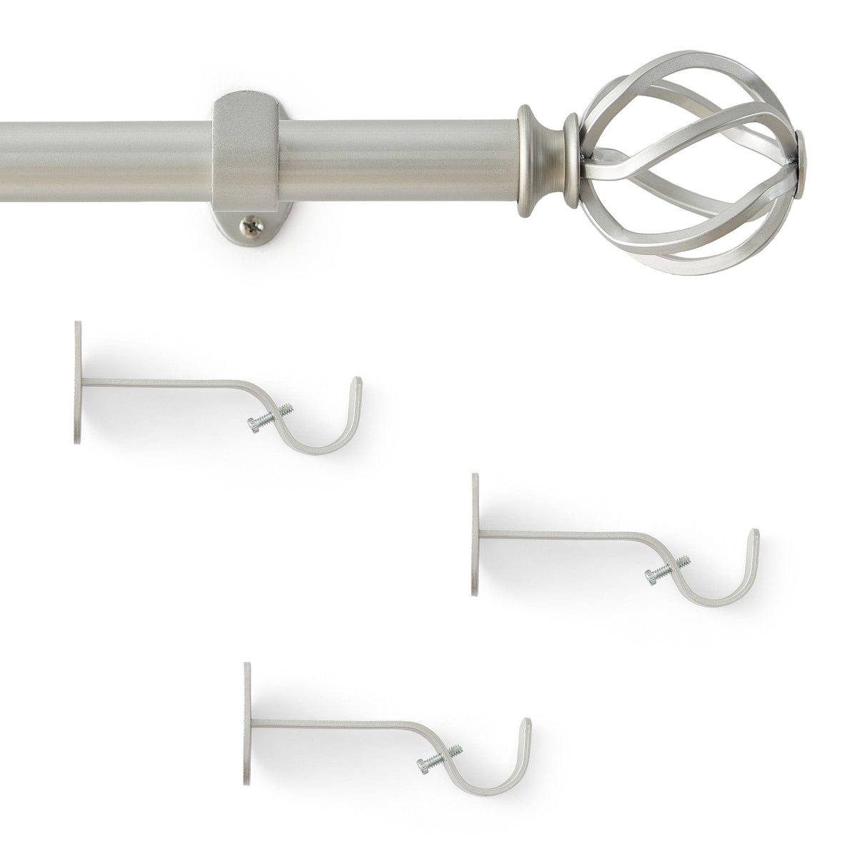 Walker 1” Single Curtain Rod with Cage Ball Finial
