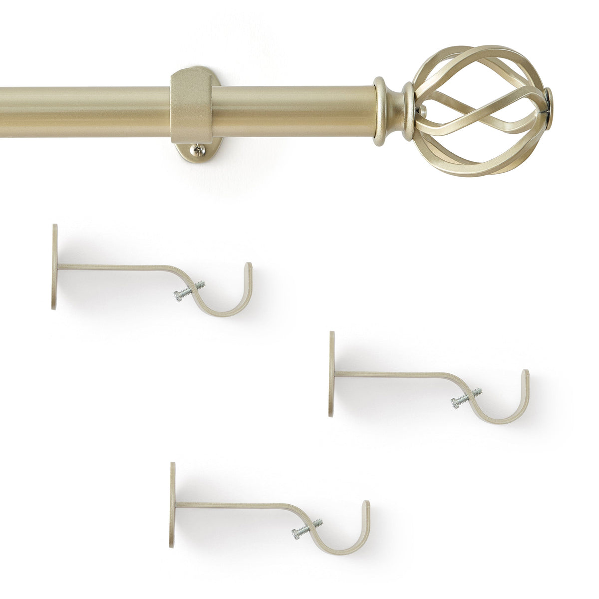 Walker 1” Single Curtain Rod with Cage Ball Finial