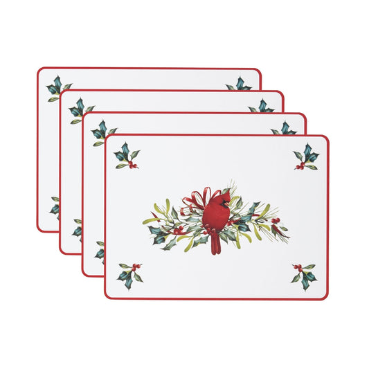 Lenox Winter Greetings Cardinal Cork Placemats, Set of 4