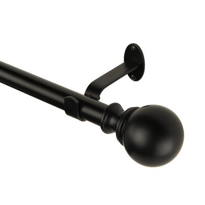 Cordelia 1" Window Drapery Single Curtain Rod with Globe Ball Finial