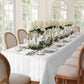 white stripe tablecloth