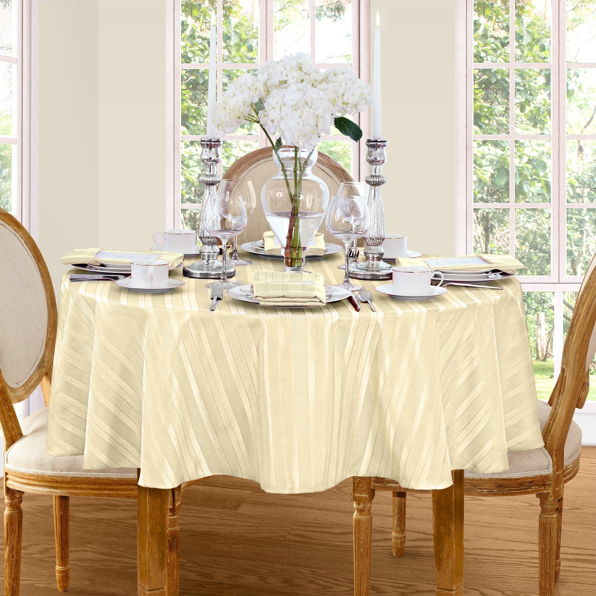 ivory stripe tablecloth