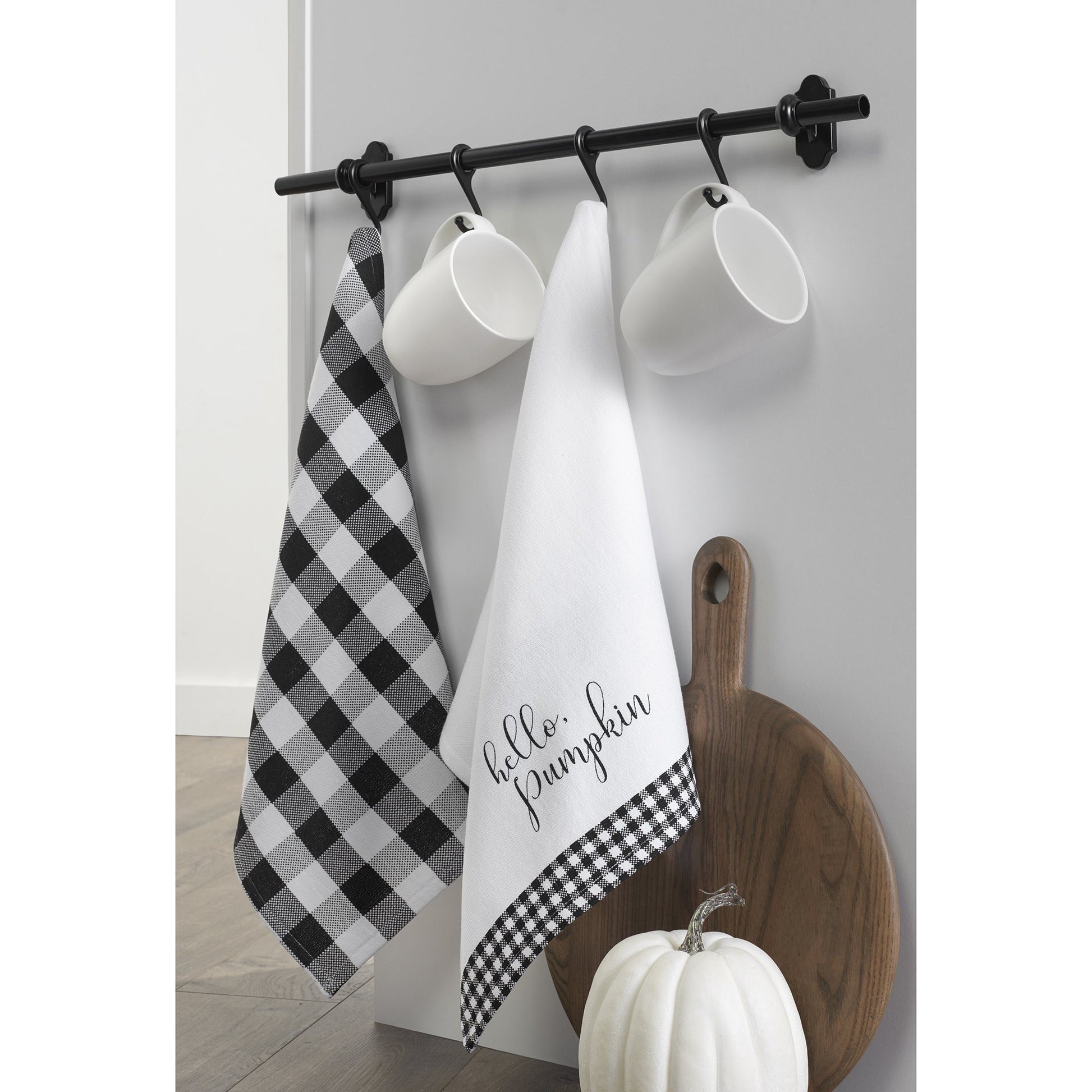 Hello Pumpkin and Check Kitchen Towel Set