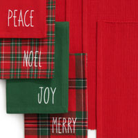 Holiday Christmas Sentiments Placemat and Napkin Value Set of 8 (4 of Each)-Elrene Home Fashions