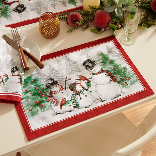 Snowman Winterland Holiday Snowflake Placemat, Set of 4-Elrene Home Fashions