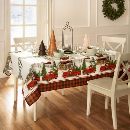Vintage Christmas Tree Farm Holiday Tablecloth-Elrene Home Fashions