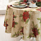 Festive Poinsettia Holiday Fabric Tablecloth-Elrene Home Fashions