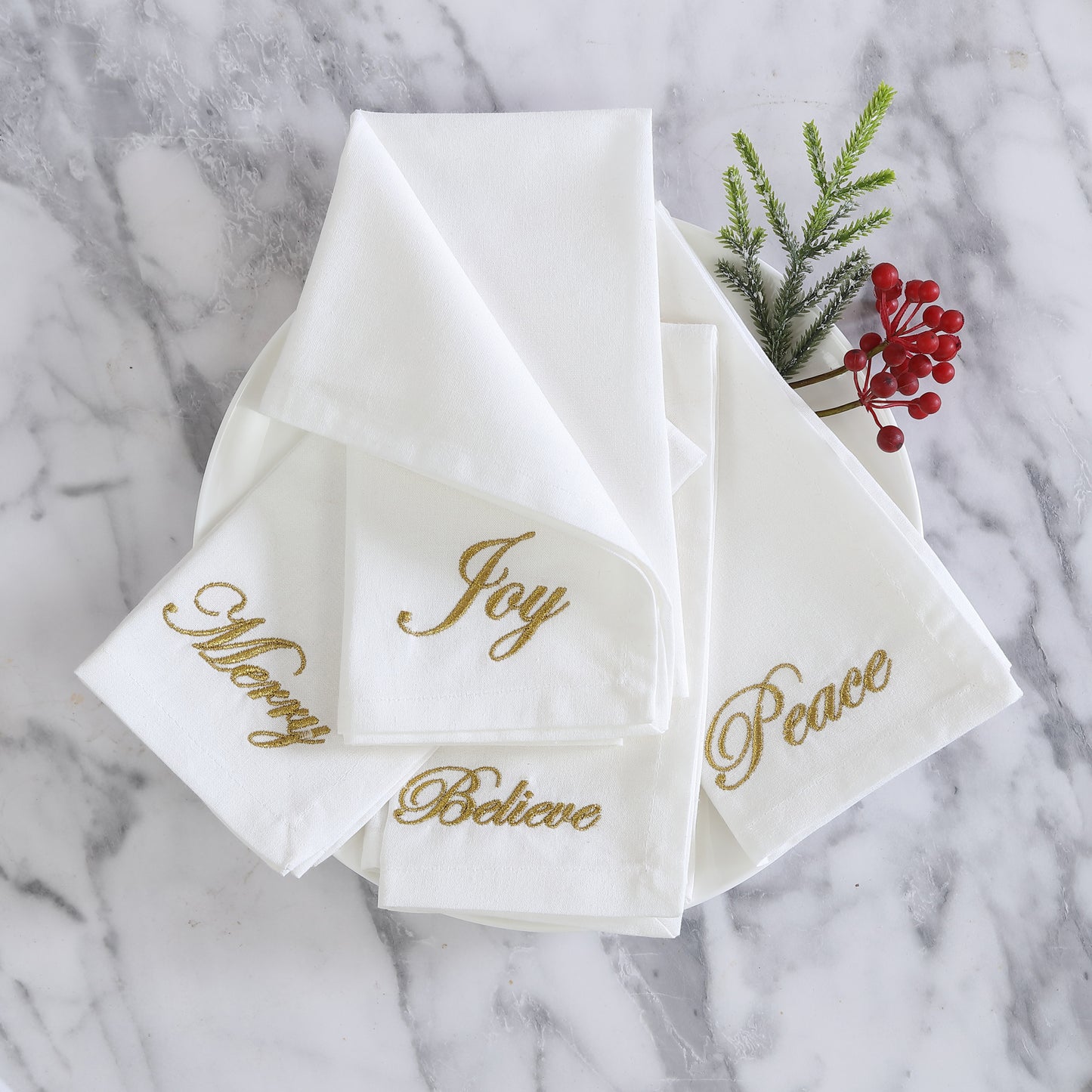Holiday Sentiments Napkins, Set of 4