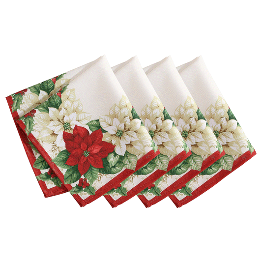 Red and White Poinsettias Napkin, Set of 4