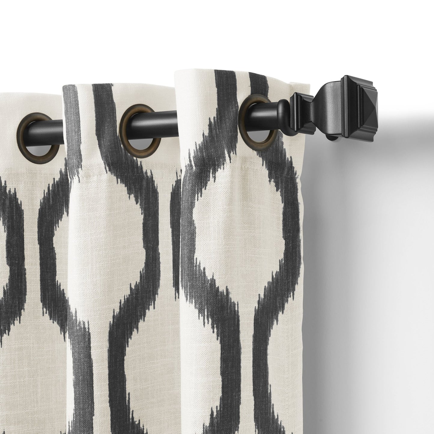 Cortina de ventana para oscurecer la habitación de lino geométrico Renzo Ikat