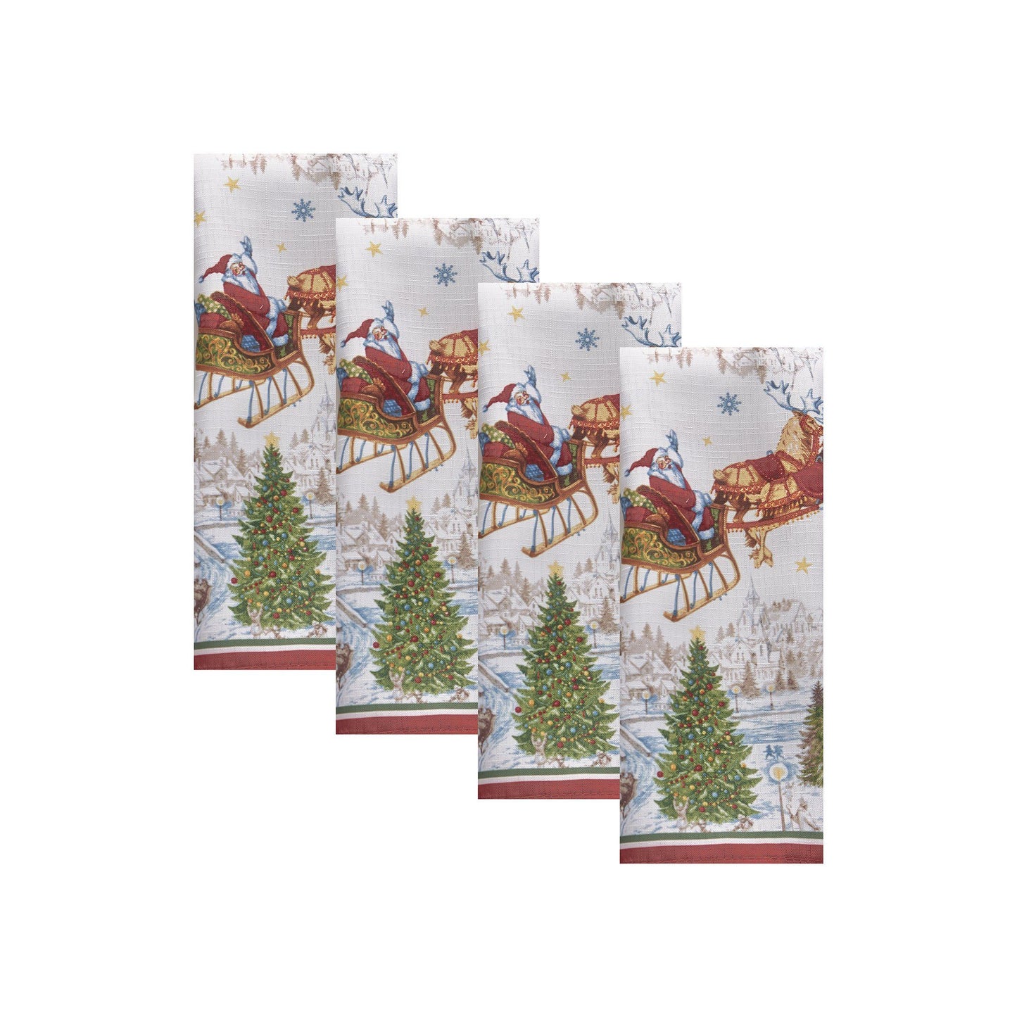 Santa’s Snowy Sleighride Napkins, Set of 4