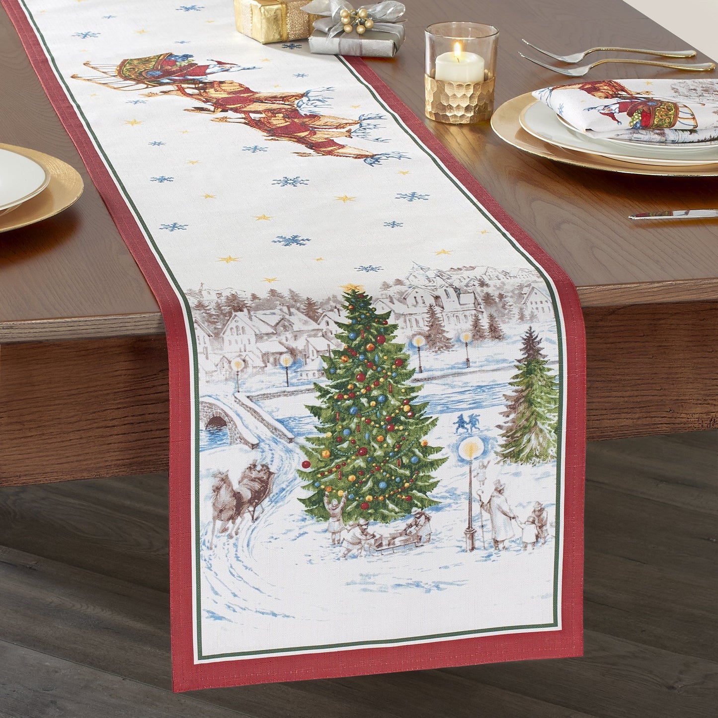 Santa’s Snowy Sleighride Table Runner