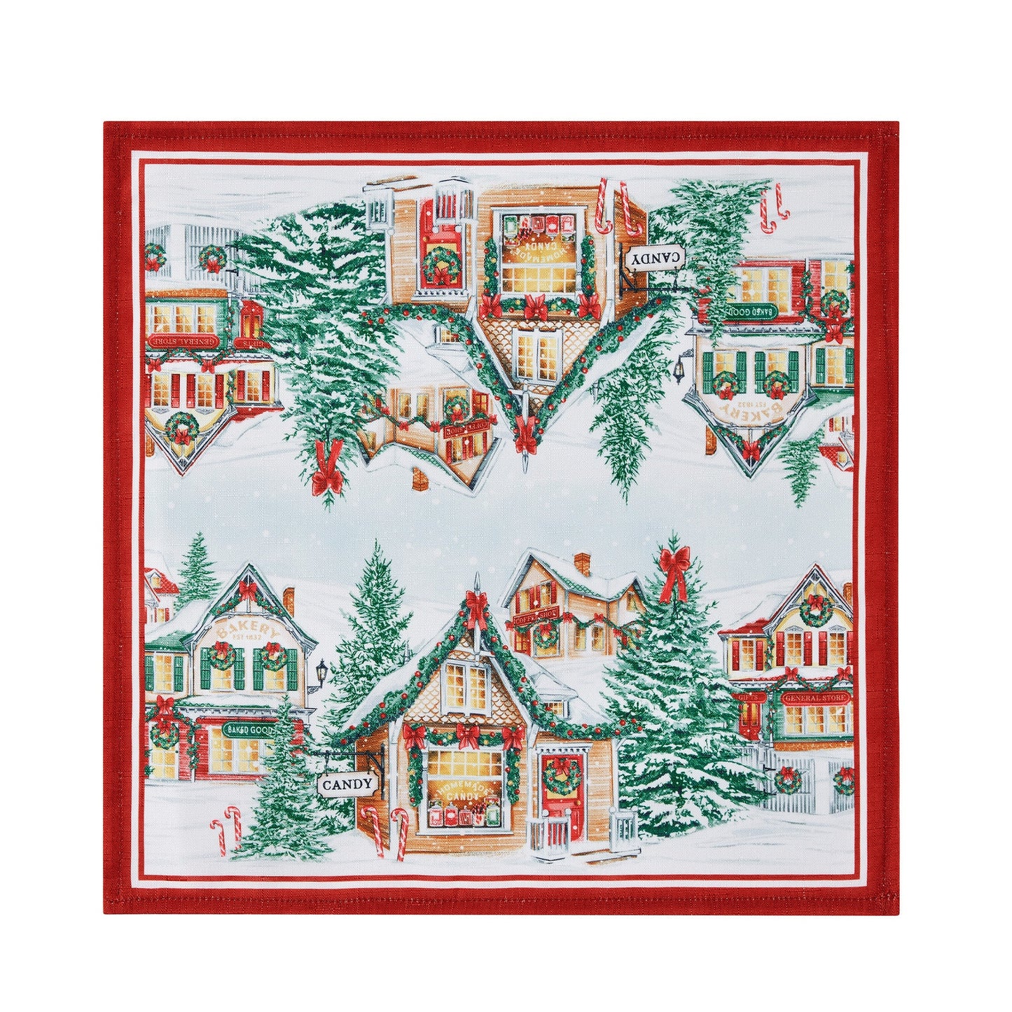 Storybook Christmas Village - Juego de 4 servilletas navideñas