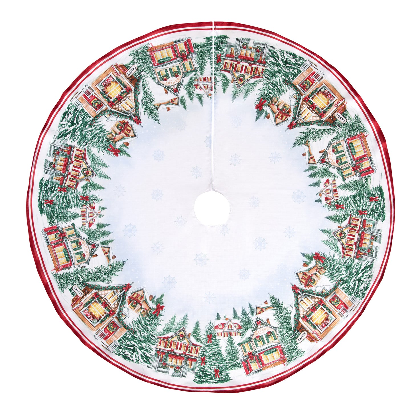Storybook Christmas Village Holiday Round Tree Skirt