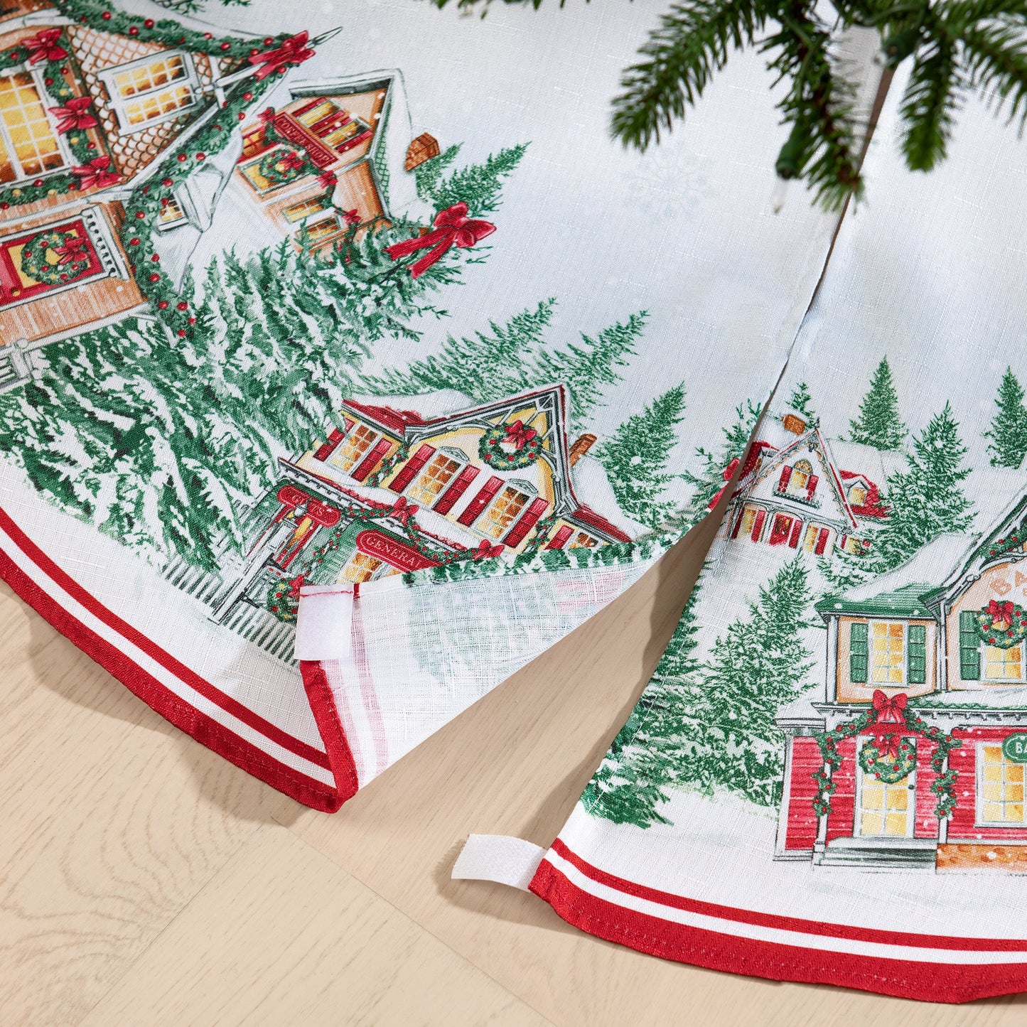 Storybook Christmas Village Holiday Round Tree Skirt