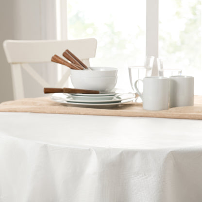 Protector de mesa acolchado con relieve de vinilo y respaldo de franela, cortado a la medida