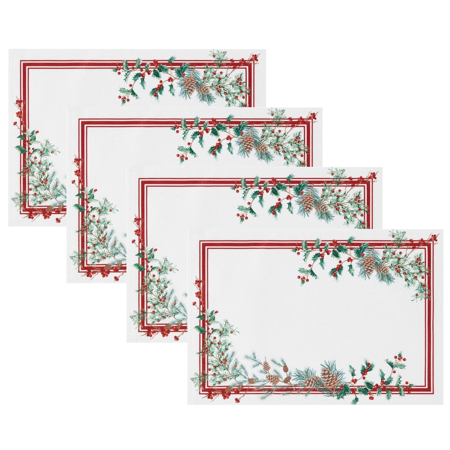 Winter Holiday Berry Placemat Set of 4