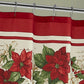 Red and White Poinsettias Holiday Fabric Shower Curtain