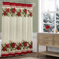 Red and White Poinsettias Holiday Fabric Shower Curtain